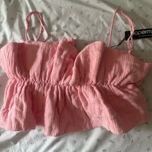 Pink linen bubble top